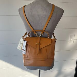 NWT Divina Firenze Italy leather purse backpack crossbody handmade honey brown